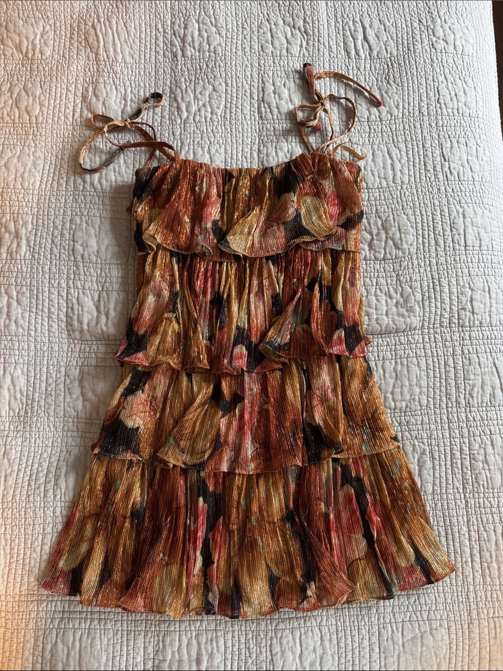 Dress the Population Rust Multi-Color Ruffled Mini Dress - Picture 5 of 5
